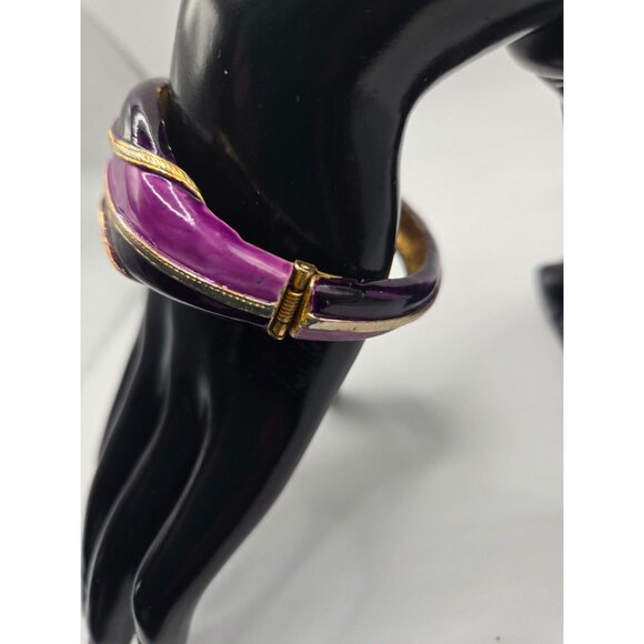 Original by Robert Signed Vintage Hinged Bangle Cuff Bracelet Purple Enamel - Picture 3 of 8